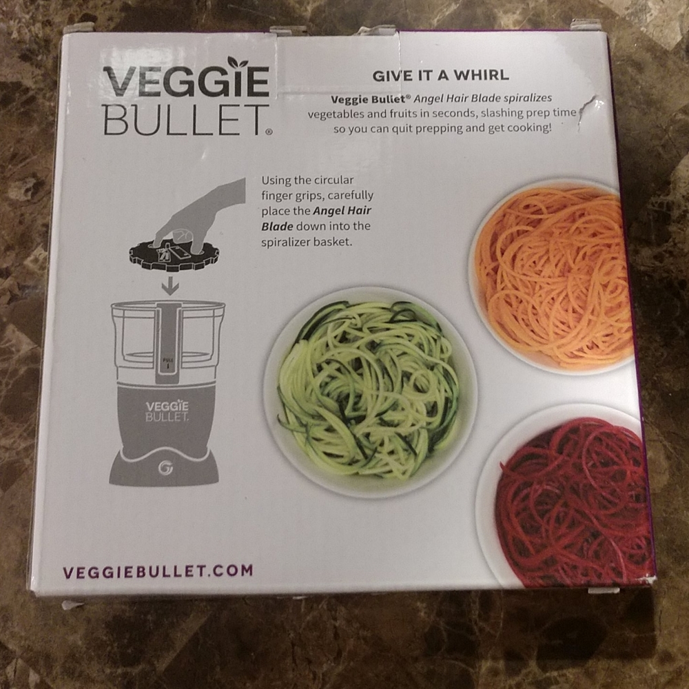 🌵VEGGIE BULLET ANGEL HAIR BLADE NIB NEW In Box
